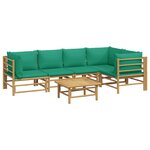 Salon de jardin meuble d'extérieur ensemble de mobilier 6 pièces avec coussins vert bambou 02_0016955