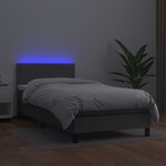 vidaXL Sommier à lattes de lit et matelas LED Gris 80x200cm Similicuir