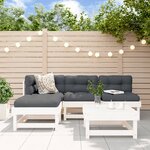 vidaXL Salon de jardin 5 Pièces avec coussins blanc bois massif