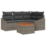 vidaXL Ensemble de canapé jardin 5 pièces avec coussins gris en poly rattan acacia