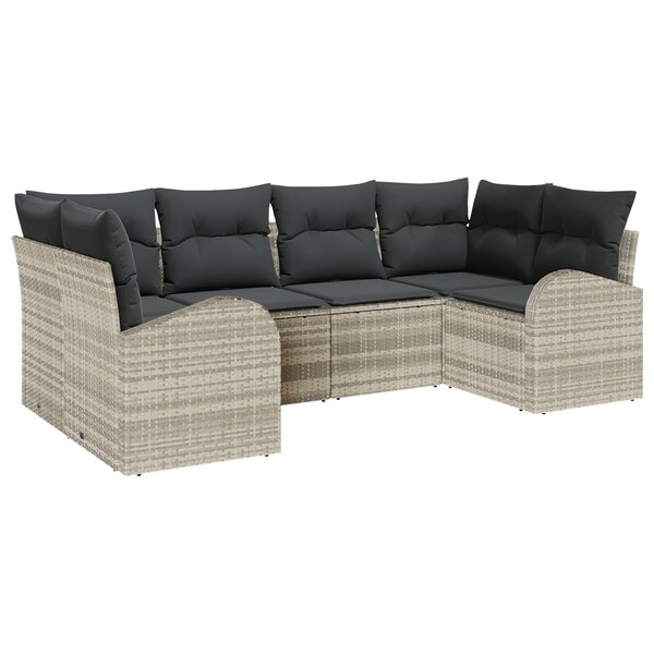 vidaXL Canapé de jardin 6 pièces avec coussins gris clair