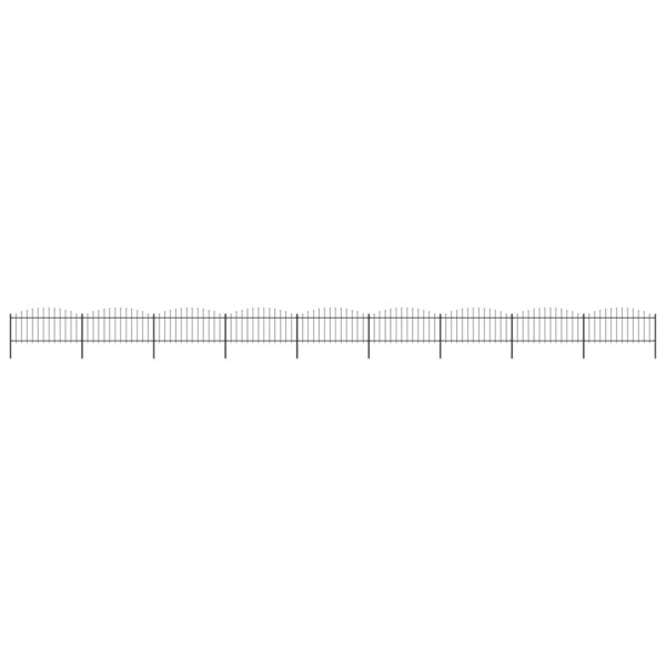 vidaXL Clôture de jardin à dessus en lance Acier (0 5-0 75)x15 3m Noir