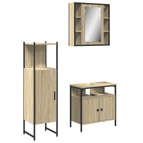 vidaXL Ensemble d'armoires de salle de bain 3 Pièces chêne sonoma