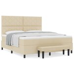 vidaXL Lit à Ressorts avec Matelas & Banc Crème 180x200 cm Tissu