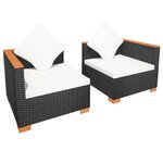 vidaXL Canapé de jardin Résine tressée Noir