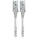vidaXL Piquets au sol 2 Pièces Argenté 8x8x57 cm Acier galvanisé
