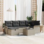 vidaXL Set de canapé de jardin 7 pièces avec coussins en rotin synthétique gris clair