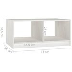vidaXL Table basse blanc 75x50x33 5 cm bois de pin massif