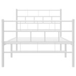 vidaXL Cadre de lit métal sans matelas et pied de lit blanc 107x203 cm