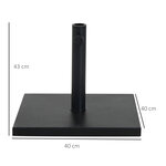 Pied de parasol base de lestage parasol carré dim. 40L x 40I x 43H cm poids net 11 Kg ciment métal noir