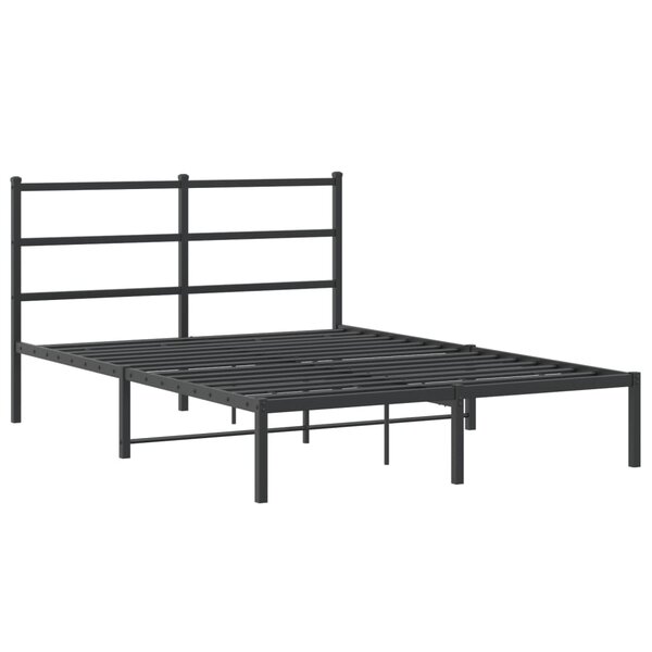 vidaXL Cadre de lit métal avec tête de lit noir 140x190 cm