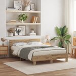 vidaXL Cadre de lit en bois Chêne artisanal Bois 150 x 200 cm
