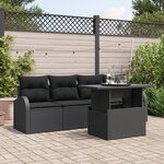 vidaXL Set de canapé de jardin 5 pièces avec coussins noirs en rotin poly