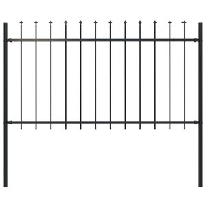vidaXL Clôture de jardin avec dessus en lance Acier 1 7 x 1 m Noir