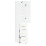 vidaXL Buffet haut Blanc brillant 34 5x34x180 cm Bois d'ingénierie