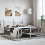 vidaXL Cadre de lit métal sans matelas et pied de lit blanc 150x200 cm