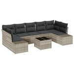 vidaXL Set de Canapé de Jardin 8 Pièces avec Coussins Gris Clair Poly Rattan