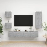 vidaXL Ensemble de meubles TV 5 Pièces Gris béton Bois d'ingénierie