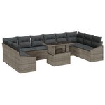 vidaXL Ensemble de canapé de jardin de 11 pièces avec coussins en poly rotin gris