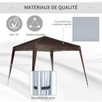 Tonnelle barnum de jardin pop-up pliant 2 4L x 2 4l x 2 5H m acier polyester imperméabilisé anti UV avec sac de transport chocolat