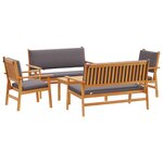 Ensemble de canapé de jardin 5 pièces vidaXL avec coussins en bois d'acacia massif