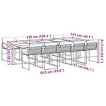 vidaXL Ensemble à manger de jardin avec coussins 11 Pièces noir textilène