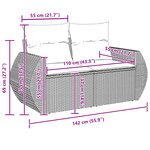 vidaXL Ensemble de Sofa de Jardin 9 Pièces avec Coussins Beige Rattan Poly Acacia