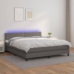 vidaXL Sommier à lattes de lit avec et matelas et LED Gris 160x200 cm