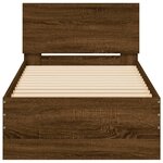 vidaXL Cadre de lit tête de lit et lumières LED chêne marron 90x200 cm