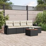 vidaXL Salon de jardin 6 Pièces avec coussins noir résine tressée