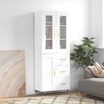 vidaXL Buffet haut Blanc 69 5x34x180 cm Bois d'ingénierie