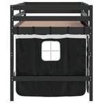 vidaXL Lit mezzanine enfants et rideaux blanc/noir 90x200cm pin massif