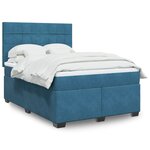 vidaXL Sommier à lattes de lit et matelas bleu 140x200 cm velours