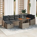 vidaXL Ensemble de Canapés de Jardin de 8 Pièces avec Coussins Gris Rattan