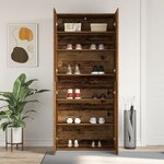 vidaXL Cabinet à chaussures en bois vieilli 80x35 5x180 cm en bois d'ingénierie