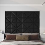 vidaXL Panneaux muraux 12 Pièces Noir 30x30 cm Similicuir 0 54 m²