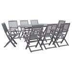 vidaXL Mobilier à dîner de jardin 9 Pièces Bois d'acacia massif Gris