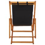 vidaXL Chaise pliable de plage bois d'eucalyptus solide et tissu noir