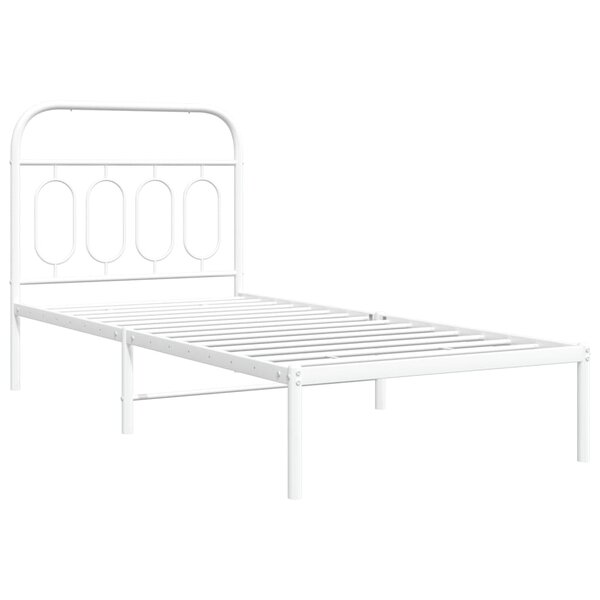 vidaXL Cadre de lit métal avec tête de lit blanc 90x190 cm