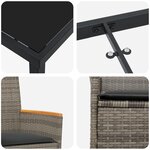 vidaXL Ensemble de Salle à Manger de Jardin 5 Pièces avec Coussins Gris Poly Rattan
