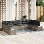 vidaXL Ensemble de canapés de jardin de 10 pièces avec coussins en rotin synthétique gris