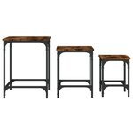 vidaXL Tables basses gigognes 3 Pièces chêne fumé bois d'ingénierie