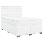 vidaXL Sommier à lattes de lit avec matelas Blanc 140x200cm Similicuir