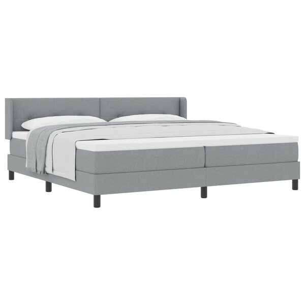 Lit Box Spring vidaXL avec Matelas Gris Clair 200x200 cm Tissu