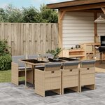 vidaXL Ensemble à manger de jardin coussins 7 Pièces mélange beige rotin