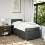 vidaXL Sommier à lattes de lit avec matelas Gris foncé 90x200 cm Tissu