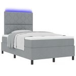 vidaXL Lit avec sommier avec matelas & lumière LED Gris clair 120x190 cm Tissu