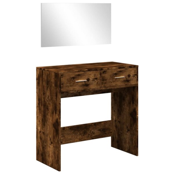 vidaXL Coiffeuse avec miroir chêne fumé 80x39x80 cm