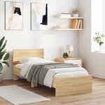 vidaXL Cadre de lit tête de lit et lumières LED chêne sonoma 75x190 cm