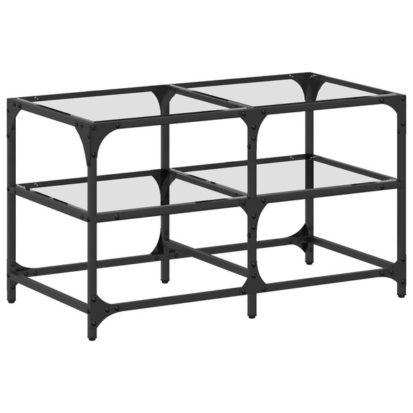vidaXL Table basse avec dessus en verre transparent 78 5x40x45cm acier